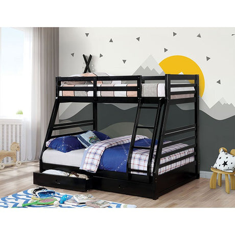 California IV Transitional Wood Bunk Bed with Attached Ladder - Twin over Twin or Twin over Full - cm-bk588bk-1_3