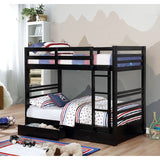 California IV Transitional Wood Bunk Bed with Attached Ladder - Twin over Twin or Twin over Full - cm-bk588t-bk-1