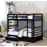 California IV Transitional Wood Bunk Bed with Attached Ladder - Twin over Twin or Twin over Full - cm-bk588t-bk-1