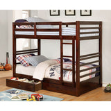 California IV Transitional Wood Bunk Bed with Attached Ladder - Twin over Twin or Twin over Full - cm-bk588t-ex-1