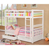 California IV Transitional Wood Bunk Bed with Attached Ladder - Twin over Twin or Twin over Full - cm-bk588t-wh-1