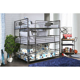 Olga Industrial Metal Bunk Beds - Triple Twin, Triple Full, Full over Full or Queen over Queen in Antique Black - cm-bk912f-1