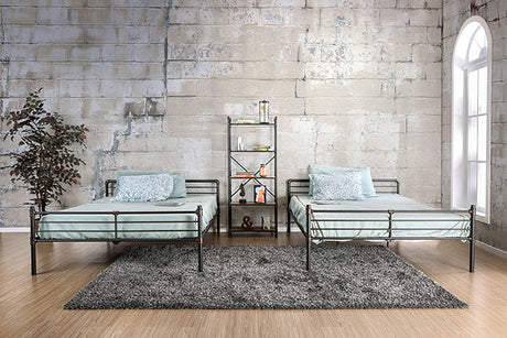 Olga Industrial Metal Bunk Beds - Triple Twin, Triple Full, Full over Full or Queen over Queen in Antique Black - cm-bk913qq-2