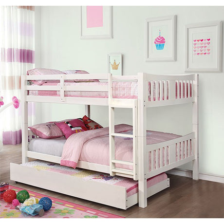 Cameron Transitional Wood Bunk Bed with Attached Ladder - Twin over Twin or Full over Full - cm-bk929f-wh-z