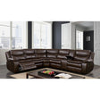 Pollux Transitional Reclining Sectional with Cup Holders & Console - Breathable Leatherette in Brown or Dark Gray - cm6982br-1