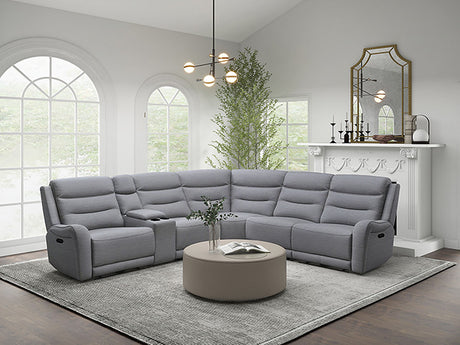 Matthias Reclining Sofa, Loveseat, Recliner & Sectional - Scroll Arm Gray Fabric, Transitional - cm9987gy-m-sect-1-z