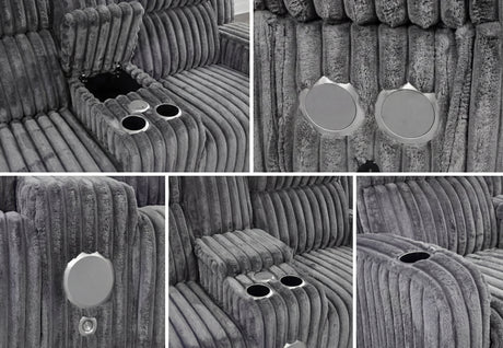 Power reclining loveseat showing built-in LED lighting and plush cushioning