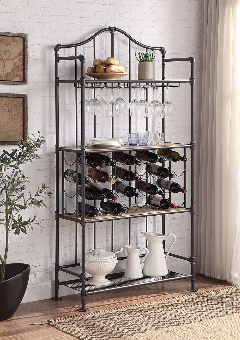 Edina Industrial Kitchen Island & Wine Rack
