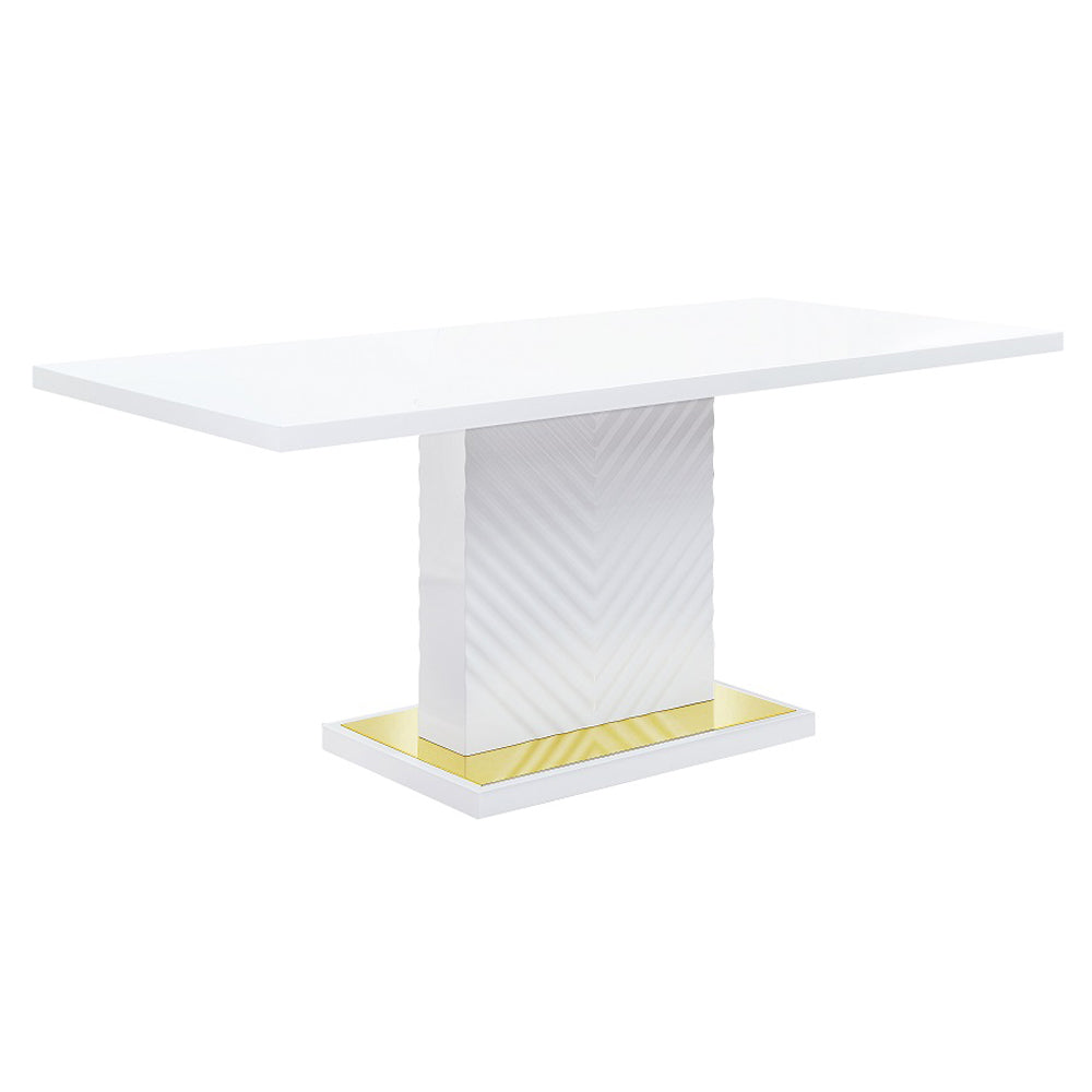 Gaines High Gloss Pedestal Dining Table & Side Chairs