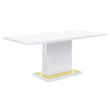 Gaines High Gloss Pedestal Dining Table & Side Chairs