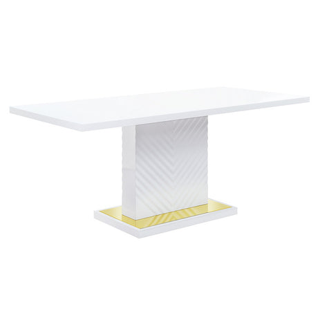 Gaines High Gloss Pedestal Dining Table & Side Chairs