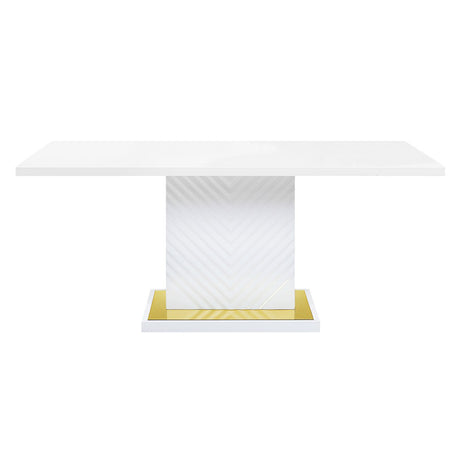 Gaines High Gloss Pedestal Dining Table & Side Chairs