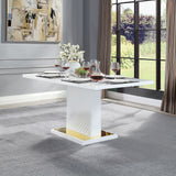 Gaines High Gloss Pedestal Dining Table & Side Chairs