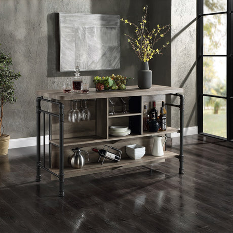 Edina Industrial Kitchen Island & Wine Rack