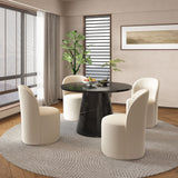 Hollis Round Pedestal Dining Table & Swivel Chairs
