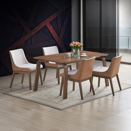 Ginny Walnut Dining Table & Wingback Side Chairs