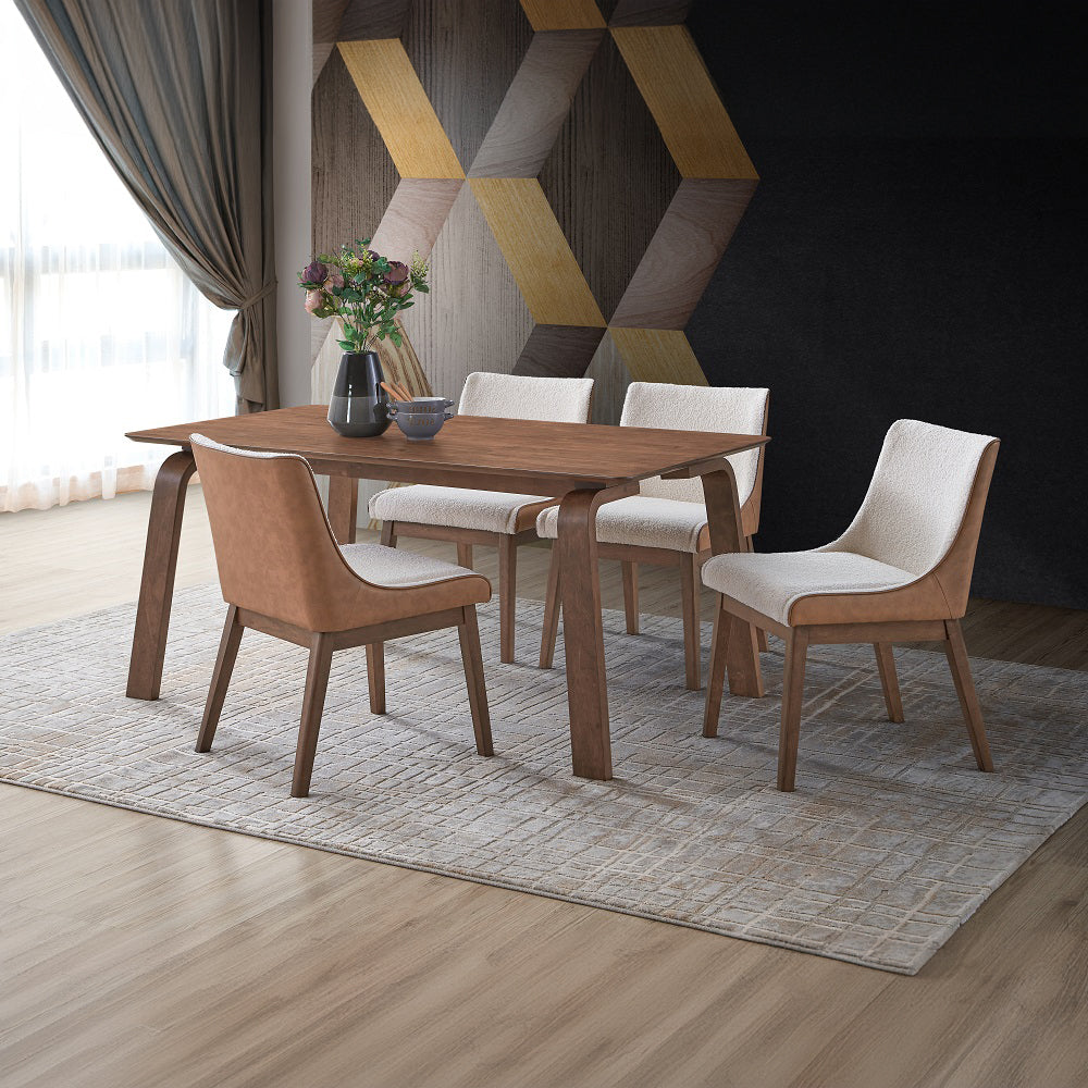 Ginny Walnut Dining Table & Wingback Side Chairs