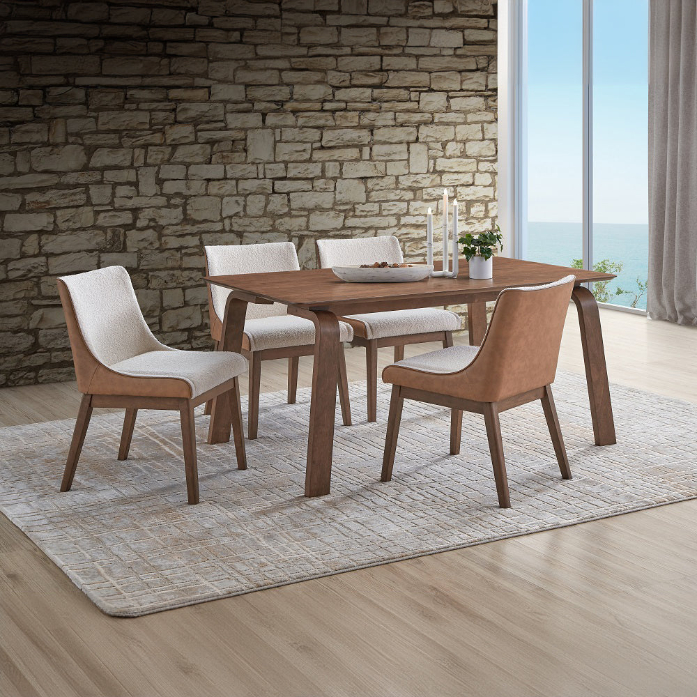 Ginny Walnut Dining Table & Wingback Side Chairs