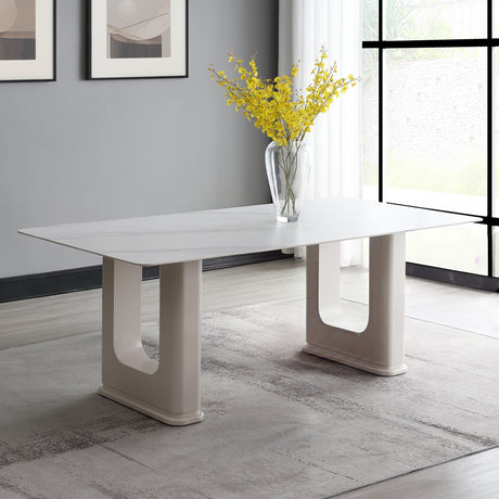 Kalam Ceramic Top Dining Table & Boucle Side Chairs