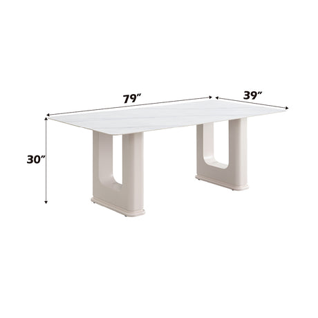 Kalam Ceramic Top Dining Table & Boucle Side Chairs