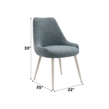 Laela Oval Double Pedestal Dining Table & Boucle Side Chairs in Bone White & Slate Blue