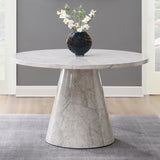 Kacey Round Pedestal Dining Table & Boucle Chairs