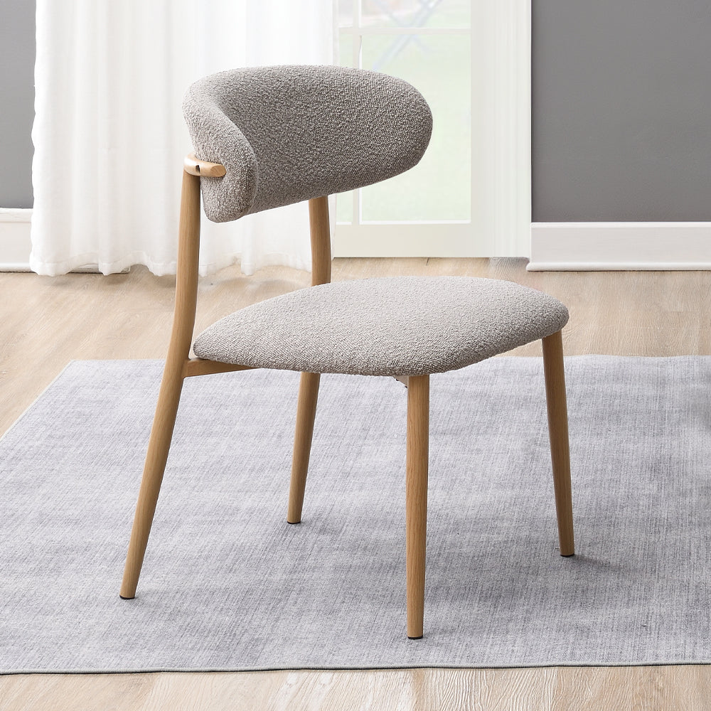Kacey Round Pedestal Dining Table & Boucle Chairs