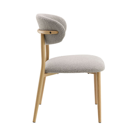 Kacey Round Pedestal Dining Table & Boucle Chairs