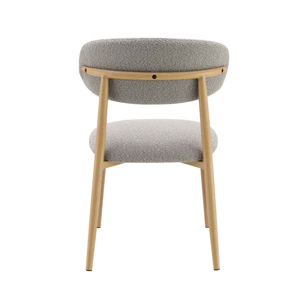 Kacey Round Pedestal Dining Table & Boucle Chairs
