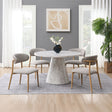 Kacey Round Pedestal Dining Table & Boucle Chairs
