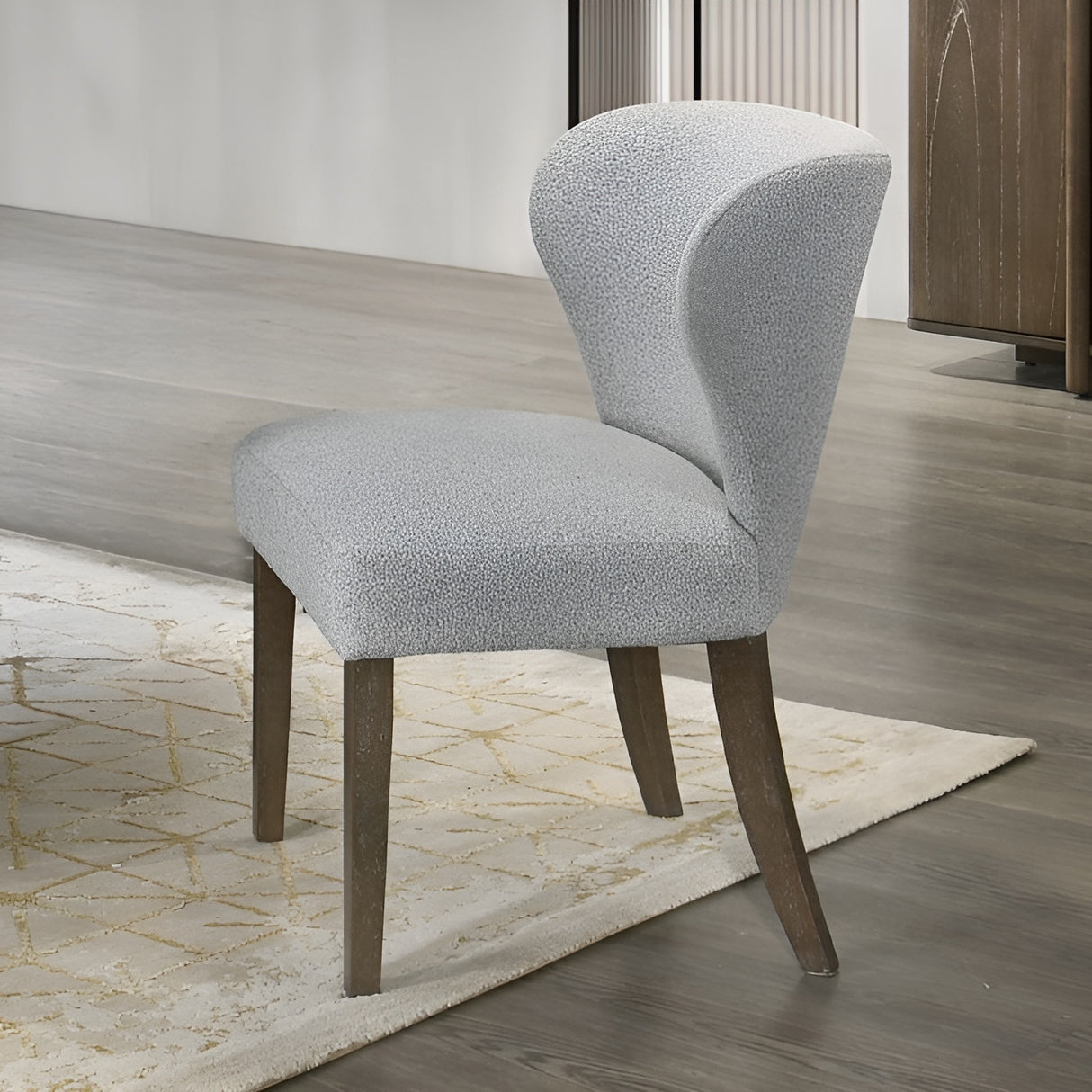 Dillon 7-Piece Dining Set with Natural Marble Table and Gray Chenille Chairs