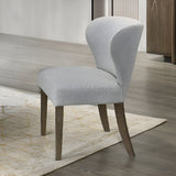 Dillon 7-Piece Dining Set with Natural Marble Table and Gray Chenille Chairs