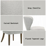 Dillon 7-Piece Dining Set with Natural Marble Table and Gray Chenille Chairs