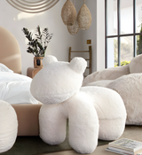 Bailey Animal Bench in Cream Faux Sheepskin