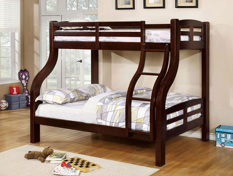 Solpine Twin over Full Bunk Bed - Curved Solid Wood Design with Attached Ladder in Oak, Espresso or Gray - e8b19793d735c215a8ecd97f82fbde839237715f_CM_BK618EX_Z_1