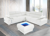 Infinity mirror coffee table ottoman with LED visual effects for modern living rooms