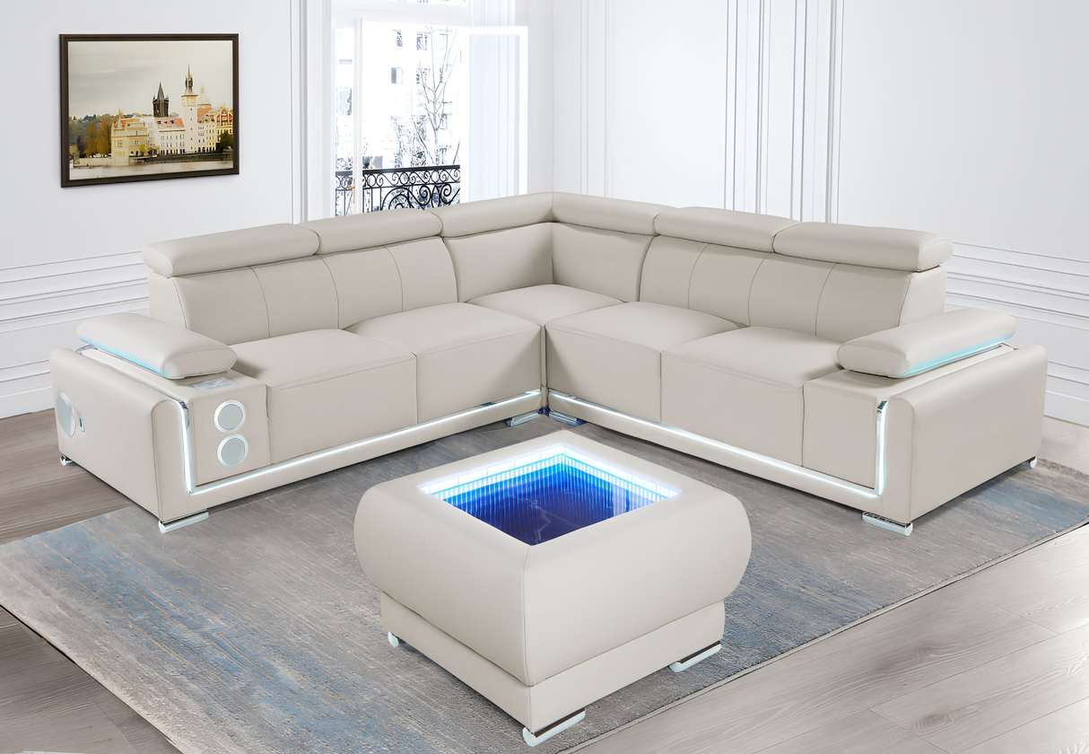 Delaware sectional featuring adjustable headrests in a sleek modern lounge setting