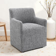 Fico Barrel-Back Upholstered Dining Arm Chair with Casters - Pewter Gray