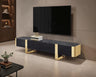 Larvik 79" Contemporary TV Stand - Black with Gold Frame