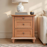 Hyde Traditional 3-Drawer Nightstand with Solid Wood Legs - Oak