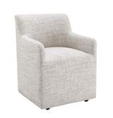 Fico Barrel-Back Upholstered Dining Arm Chair with Casters – view 13