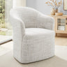 Sema Contemporary Barrel-Back Upholstered Dining Arm Chair with Casters - Ginger Brown
