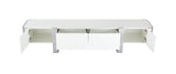 Larvik 79" Contemporary TV Stand - Stainless Steel Frame with Soft-Closing Doors