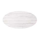Virden Genuine Marble Cocktail & End Tables - Reeded Plinth Base with Gold Accents
