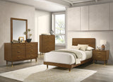 Romford Mid-Century Modern Twin & Full Bed & Youth Bedroom Set - 4pcs- Twin Bed + Dresser + Mirror + Nightstand