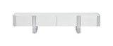 Larvik 79" Contemporary TV Stand - Stainless Steel Frame with Soft-Closing Doors