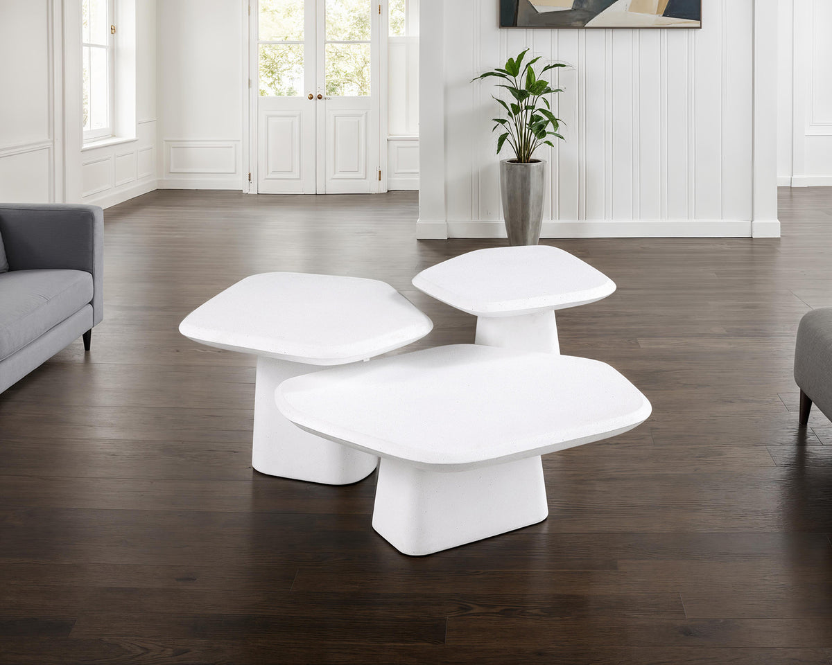 Amico Ceramic Pedestal Coffee & End Tables – White, view 7