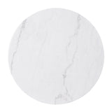 Ostbirk Organic Modern 52" Round Genuine Marble Dining Table & Set – Walnut, view 4
