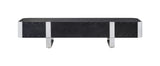 Larvik 79" Contemporary TV Stand - Stainless Steel Frame with Soft-Closing Doors