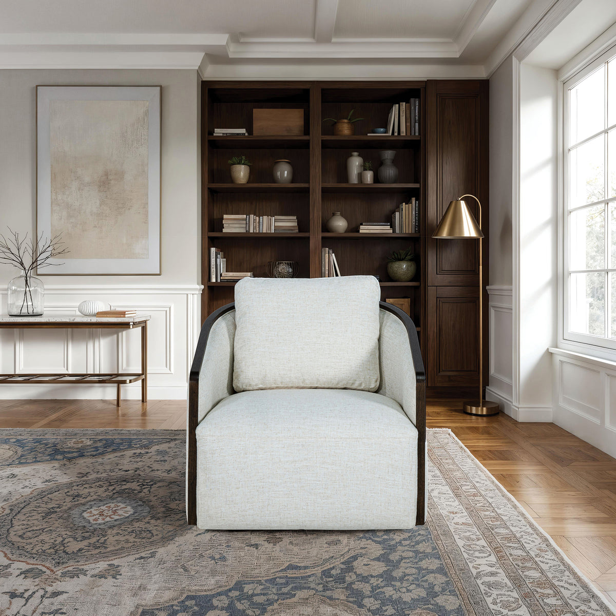 Zebina Swivel Bucket Accent Chair - White
